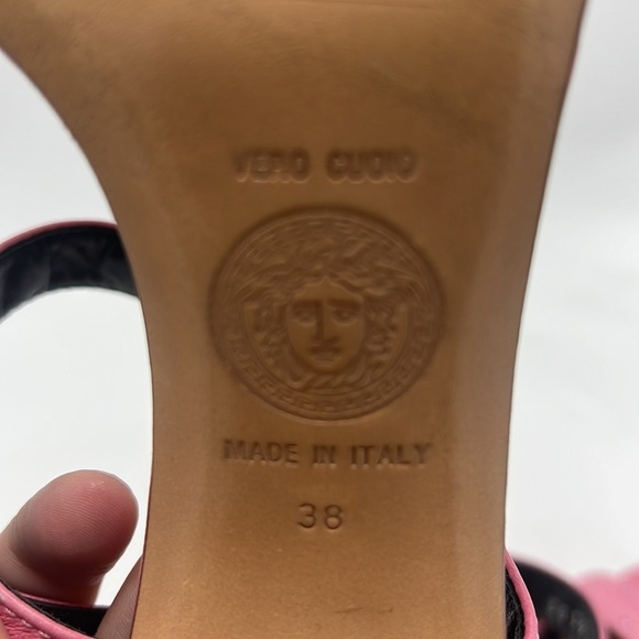 GIANNI VERSACE HEEL WITH DIAMONTE DETAIL Y2k barbie pink size 8 / 38 vintagee - Picture 6 of 10